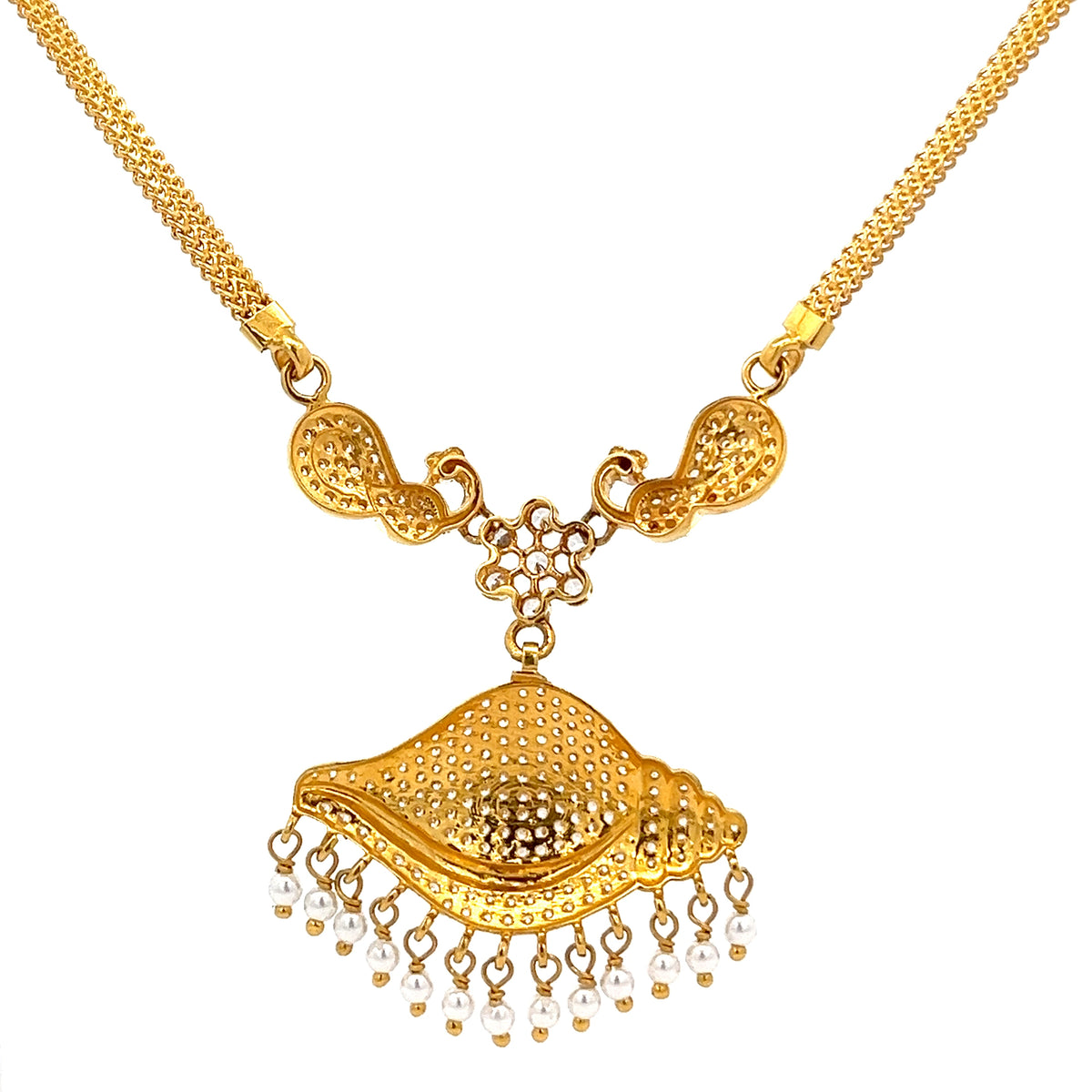 22ct Gold Stone-Set Statement Pendant Necklace