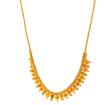 22ct Gold Necklace with Intricate Circular Charm Fringe