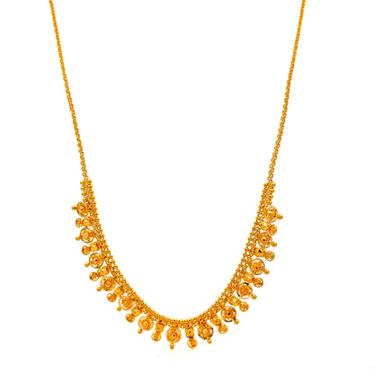 22ct Gold Necklace with Intricate Circular Charm Fringe