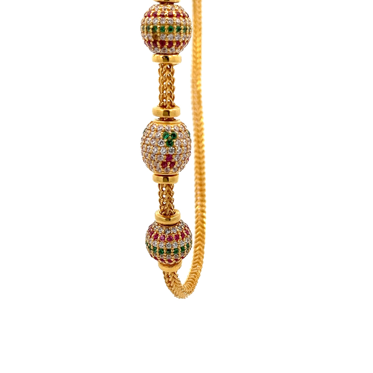 22ct Gold Necklace with Three Coloured Stone Beads