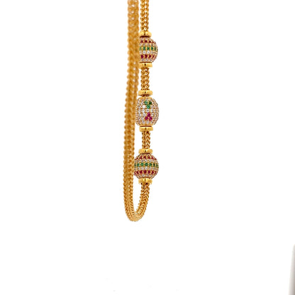 22ct Gold Necklace with Three Coloured Stone Beads