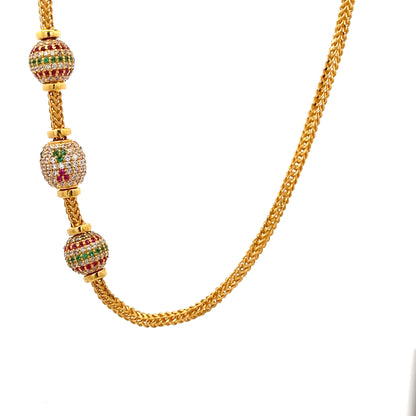 22ct Gold Necklace with Three Coloured Stone Beads