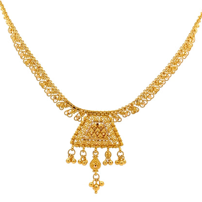 22ct Gold Filigree Necklace with Triangular Pendant