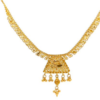 22ct Gold Filigree Necklace with Triangular Pendant