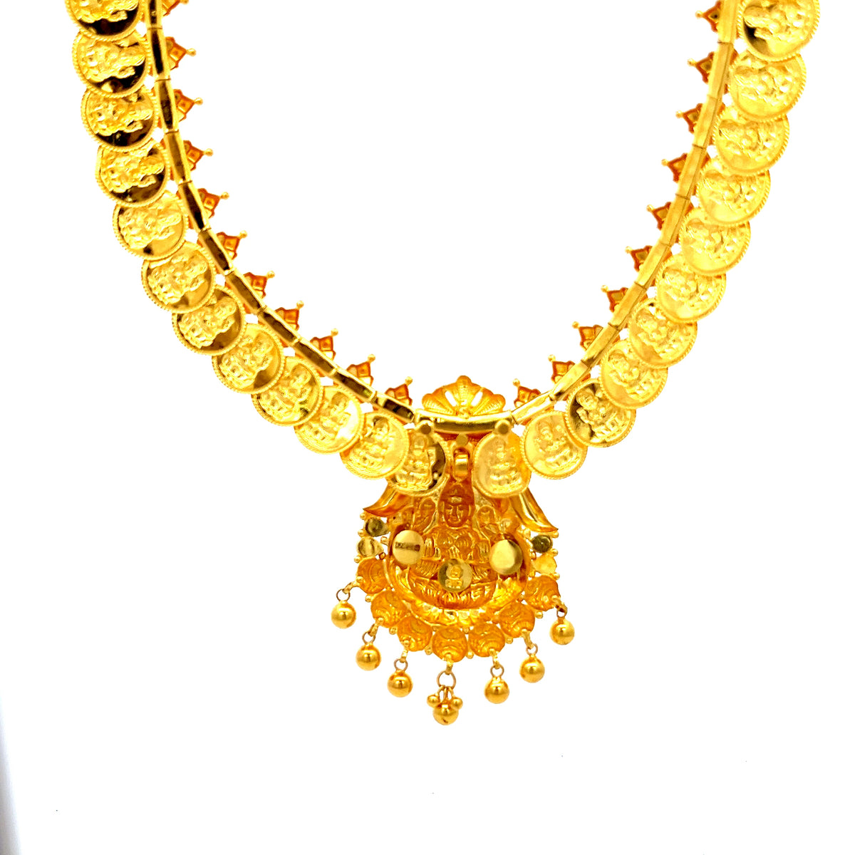 22ct Gold Coin Link Necklace with Ornate Pendant