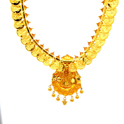 22ct Gold Coin Link Necklace with Ornate Pendant