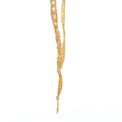 22ct Gold Ornate Filigree Necklace with Teardrop Pendant