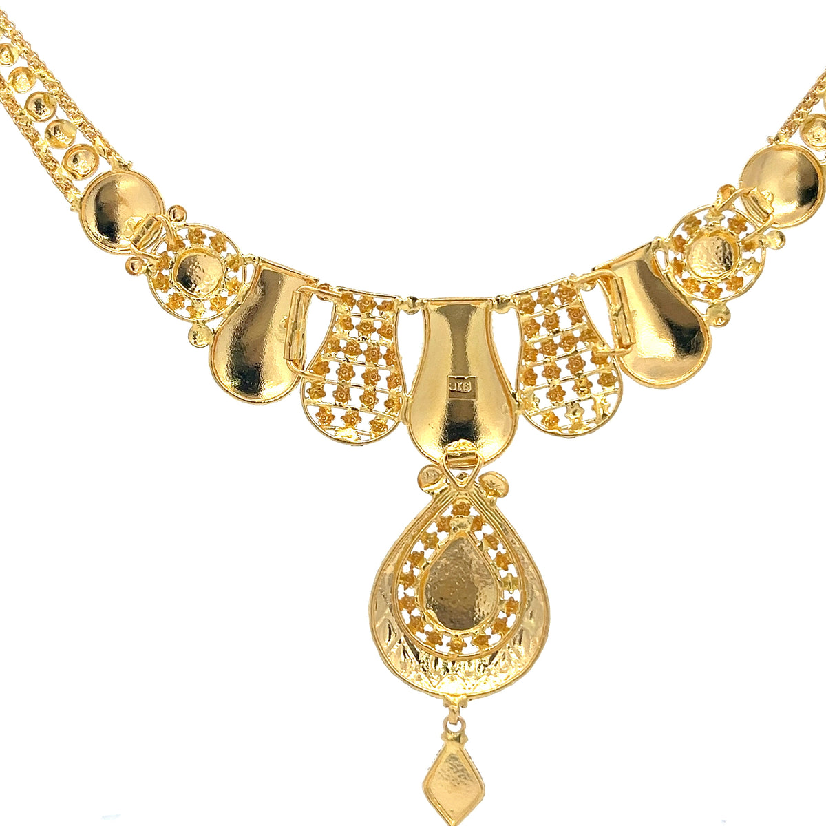 22ct Gold Ornate Teardrop Pendant Necklace