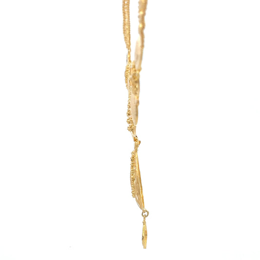 22ct Gold Ornate Teardrop Pendant Necklace