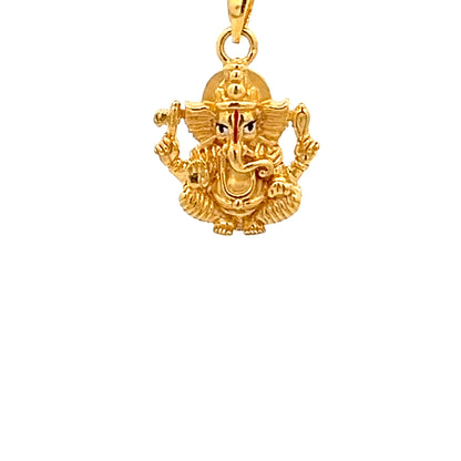 22ct Gold Ganesha Pendant with Clear Stone Details