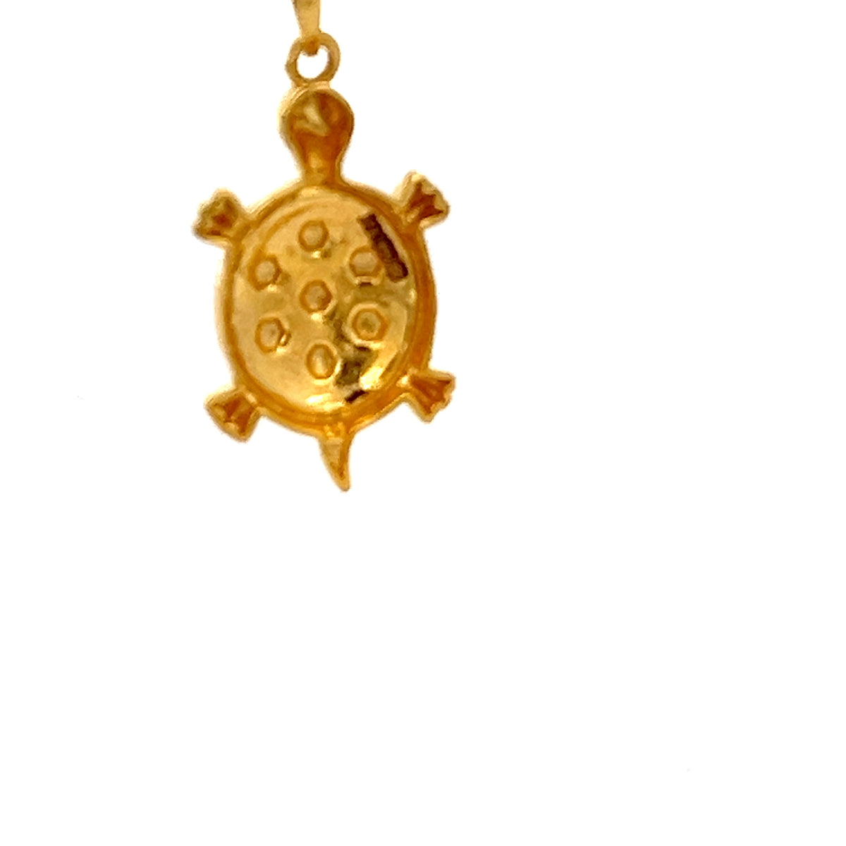 22ct Gold Turtle Pendant with Clear Stone Details