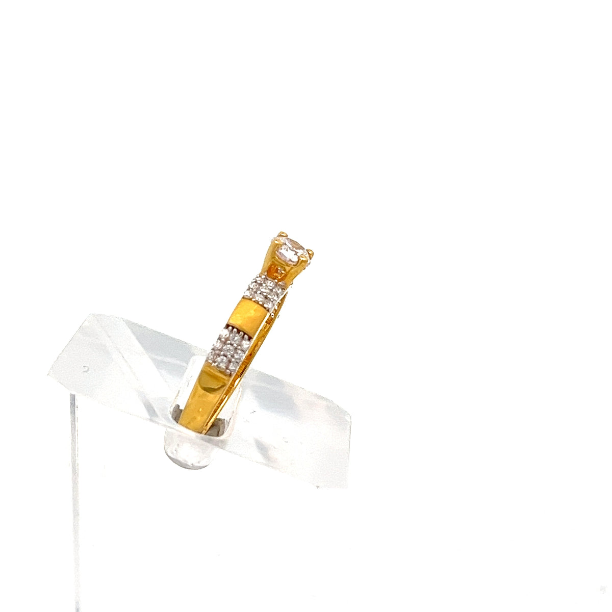 22ct Gold Solitaire Ring with Clear Stone Shoulders