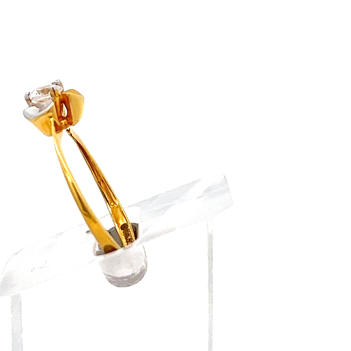 22ct Gold Solitaire Ring with Clear Stone Setting