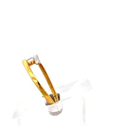 22ct Gold Two-Tone Crossover Ring with Clear Stones