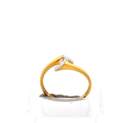 22ct Gold Two-Tone Crossover Ring with Clear Stones