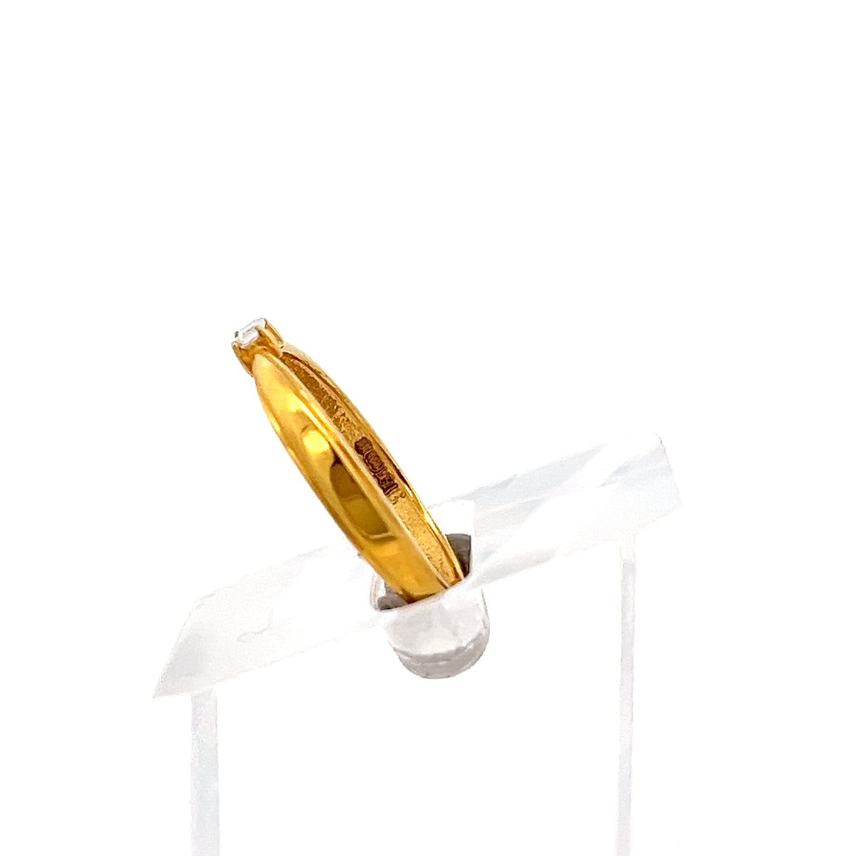 22ct Gold Ring with Rectangular Clear Stone Setting