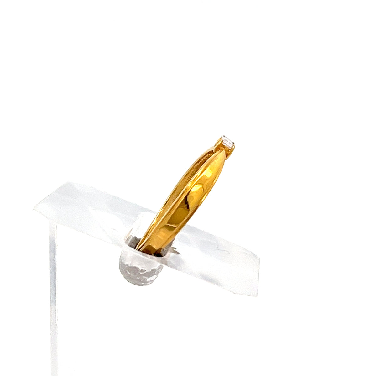 22ct Gold Ring with Rectangular Clear Stone Setting