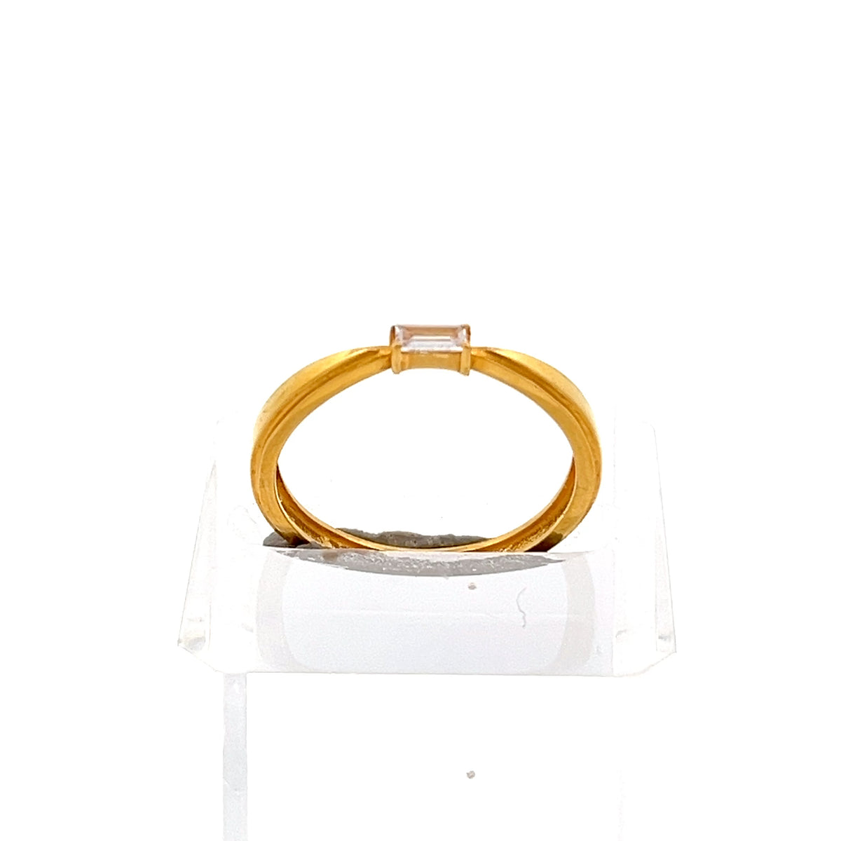 22ct Gold Ring with Rectangular Clear Stone Setting