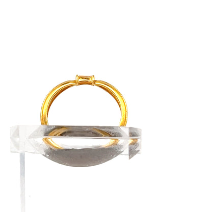 22ct Gold Ring with Rectangular Clear Stone Setting