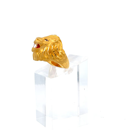 22ct Gold Lion Head Statement Ring