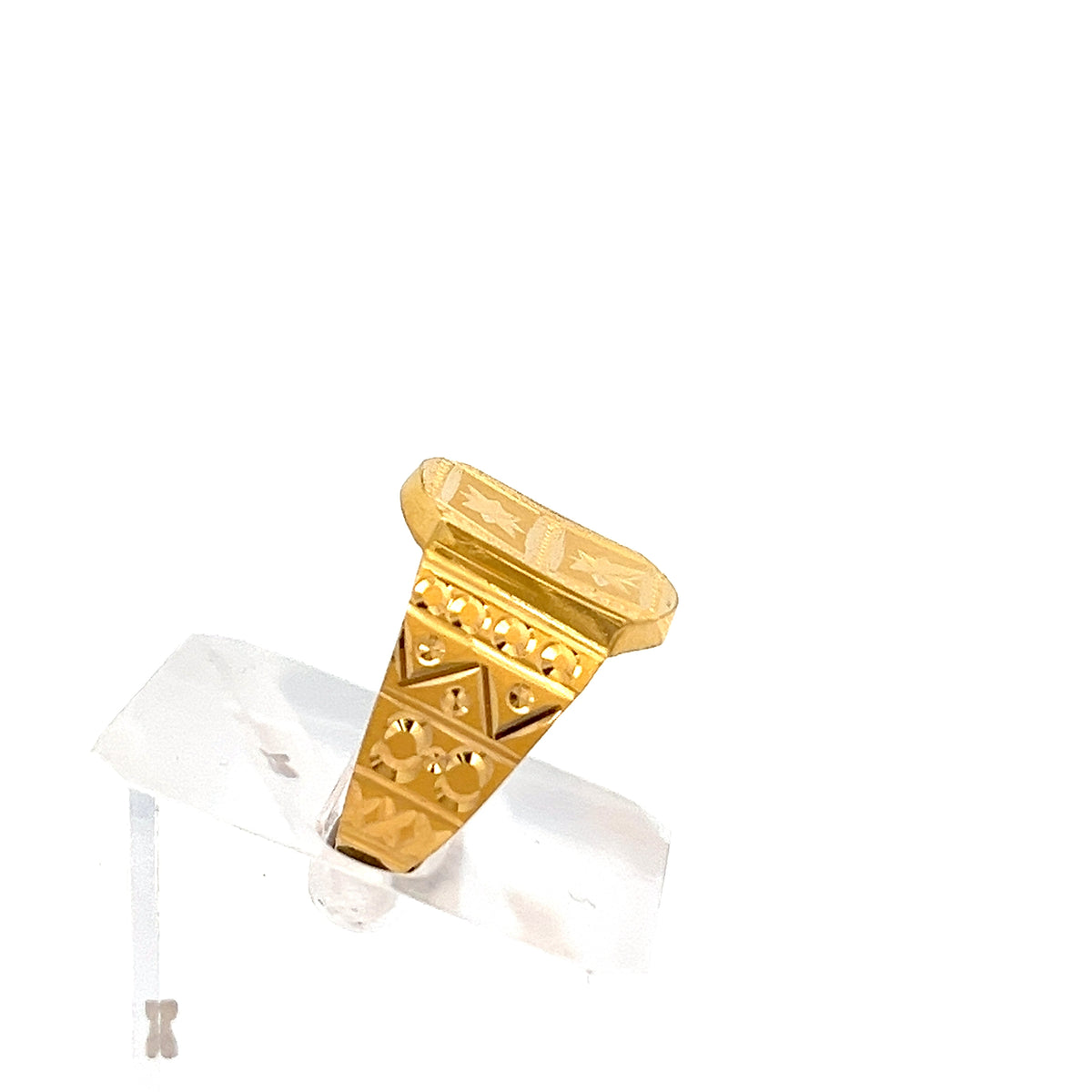 22ct Gold Geometric Pattern Signet Ring