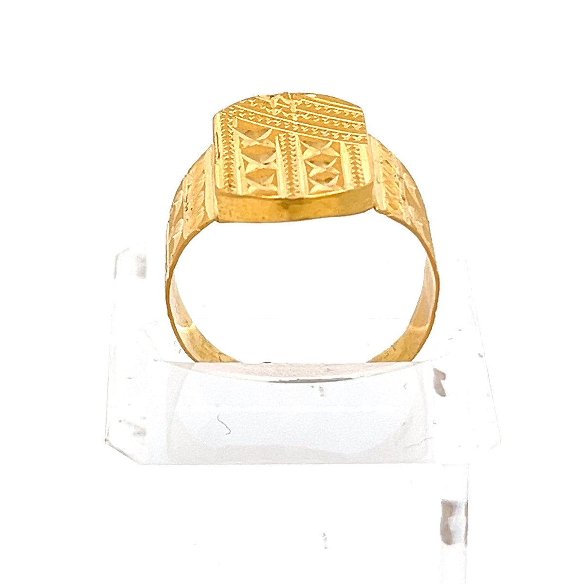 22ct Gold Rectangular Engraved Signet Ring