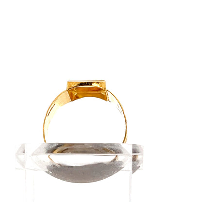 22ct Gold Rectangular Panel Ring with Geometric Engraving