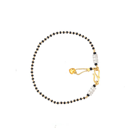 22ct Gold Bracelet with Black Beads and Clear Stone Panels