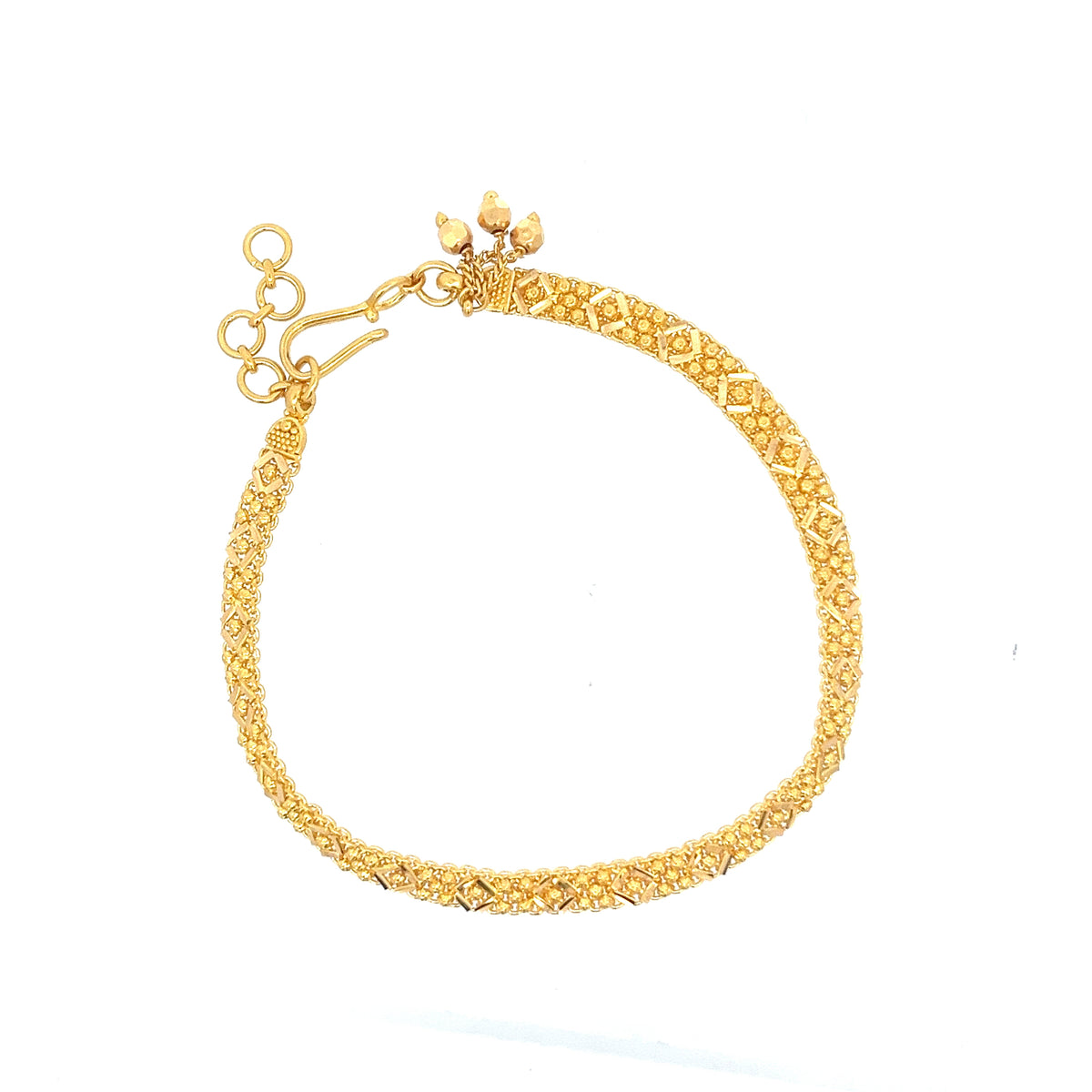 22ct Gold Intricate Diamond Pattern Charm Bracelet