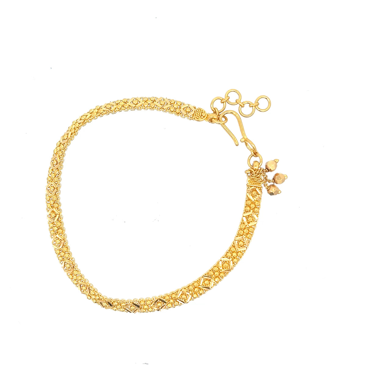 22ct Gold Intricate Diamond Pattern Charm Bracelet