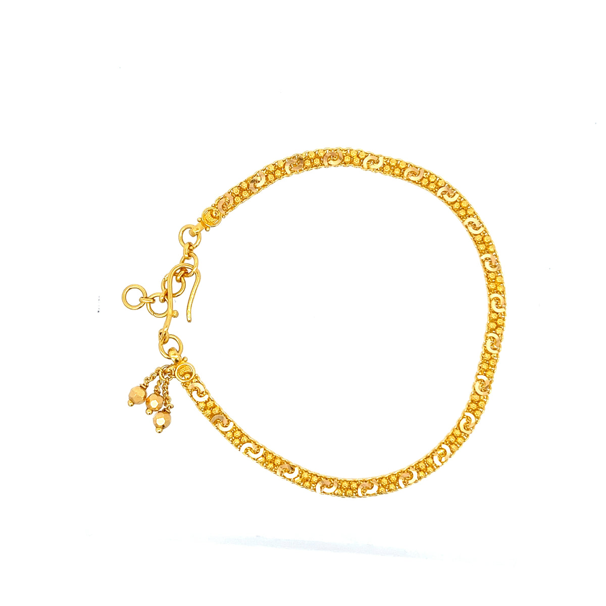 22ct Gold Bracelet with Scroll Pattern and Textured Detail