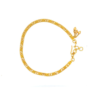 22ct Gold Bracelet with Scroll Pattern and Textured Detail