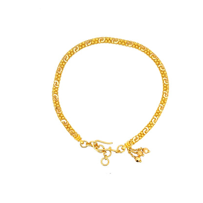 22ct Gold Bracelet with Scroll Pattern and Textured Detail