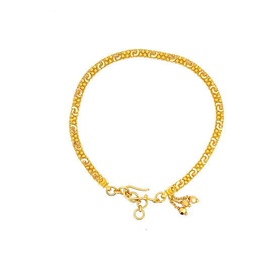 22ct Gold Bracelet with Scroll Pattern and Textured Detail