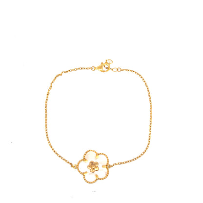 22ct Gold Flower Motif Chain Bracelet