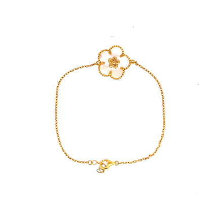22ct Gold Flower Motif Chain Bracelet