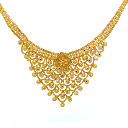 22ct Gold Necklace with Intricate Circular Pendant Design