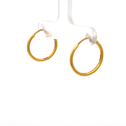 22ct Gold Plain Round Hoop Earrings