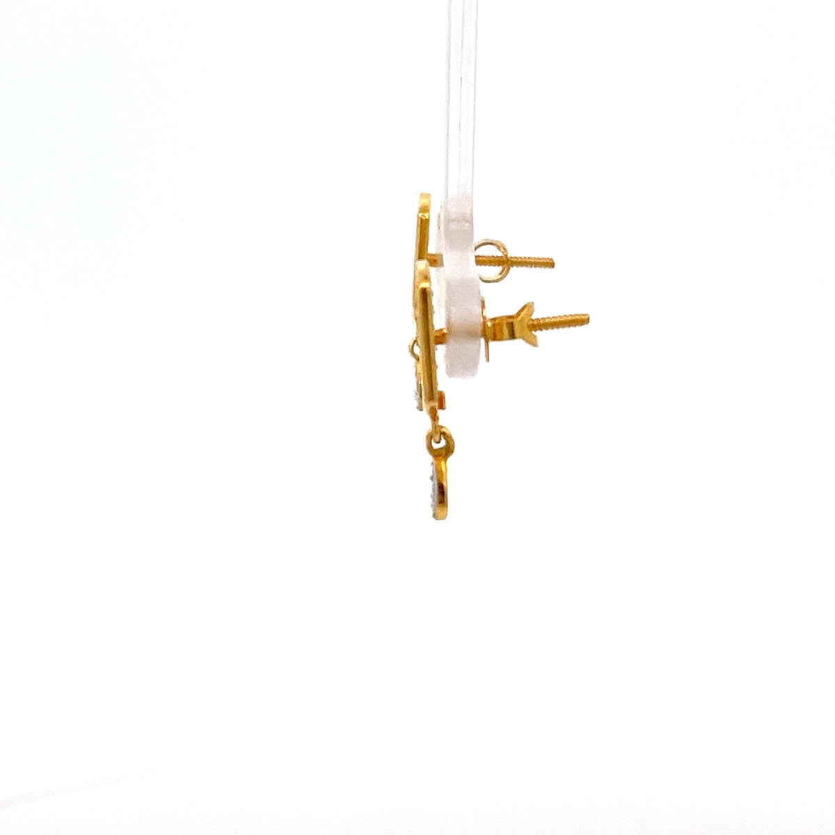 22ct Gold Rectangular Clear Stone Drop Earrings
