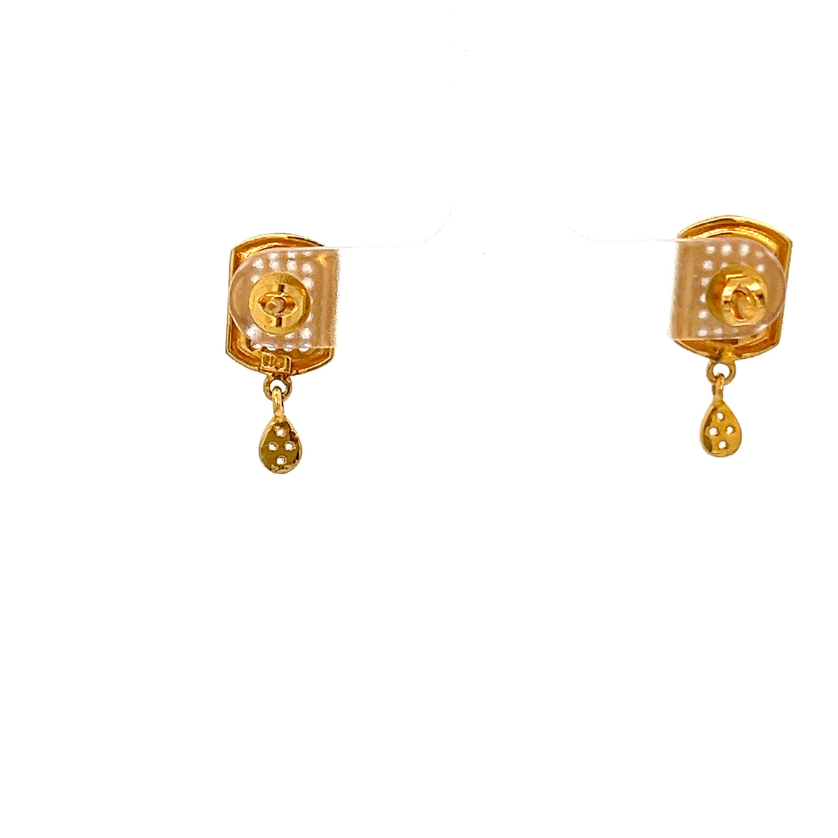 22ct Gold Rectangular Clear Stone Drop Earrings