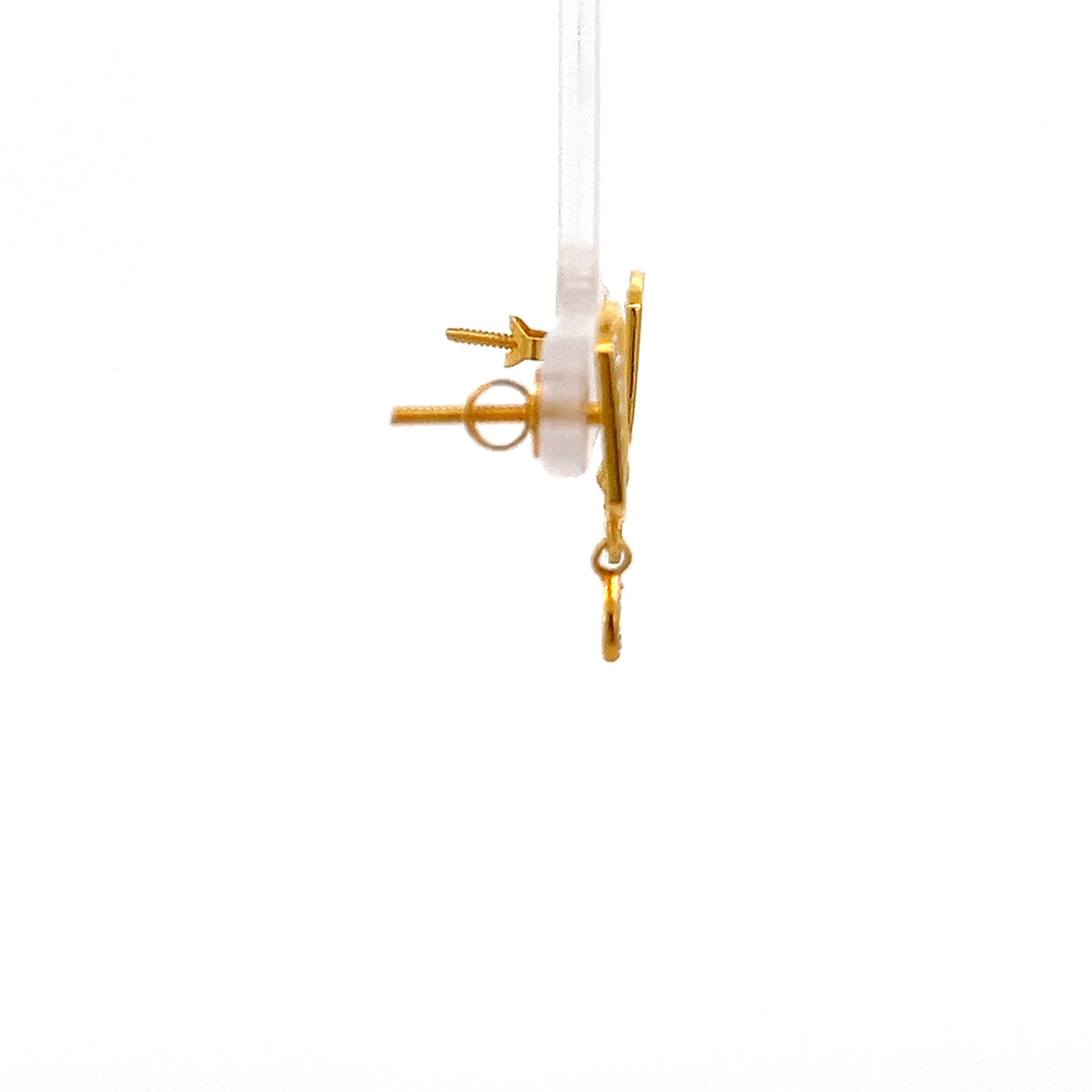 22ct Gold Rectangular Clear Stone Drop Earrings