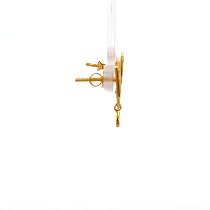 22ct Gold Rectangular Clear Stone Drop Earrings