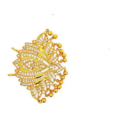 22ct Gold Ornate Floral Cluster Pendant with Clear Stones