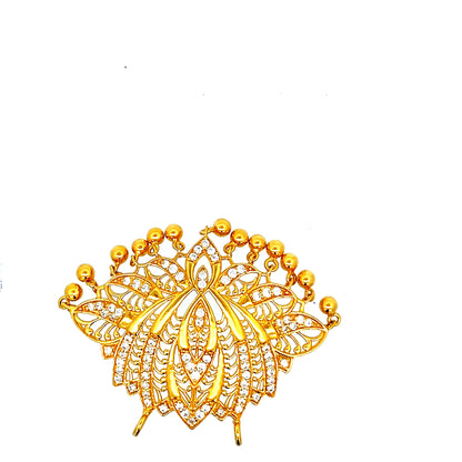22ct Gold Ornate Floral Cluster Pendant with Clear Stones