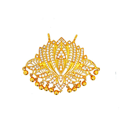 22ct Gold Ornate Floral Cluster Pendant with Clear Stones