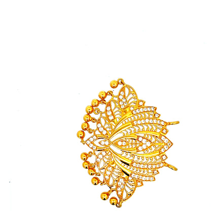 22ct Gold Ornate Floral Cluster Pendant with Clear Stones