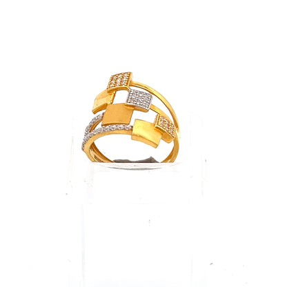 22ct Gold Geometric Cluster Ring with Clear Stones