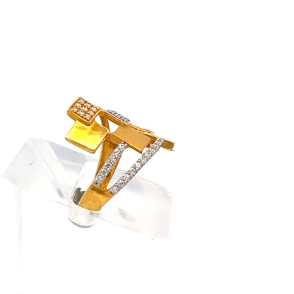 22ct Gold Geometric Cluster Ring with Clear Stones