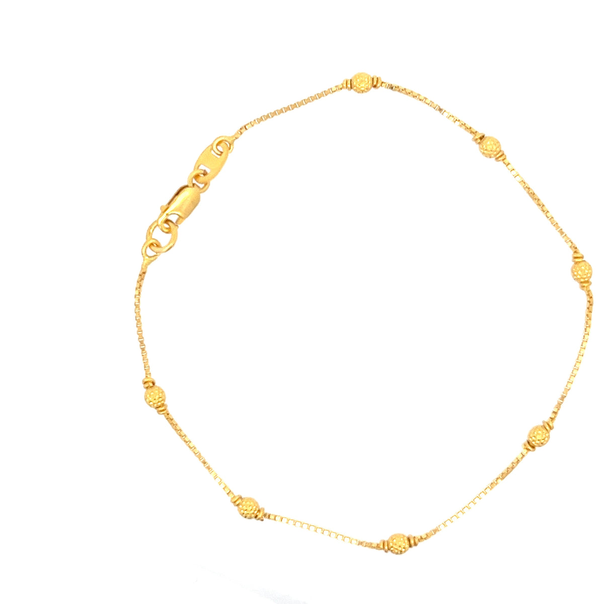 22ct Gold Bracelet with Textured Round Bead Details