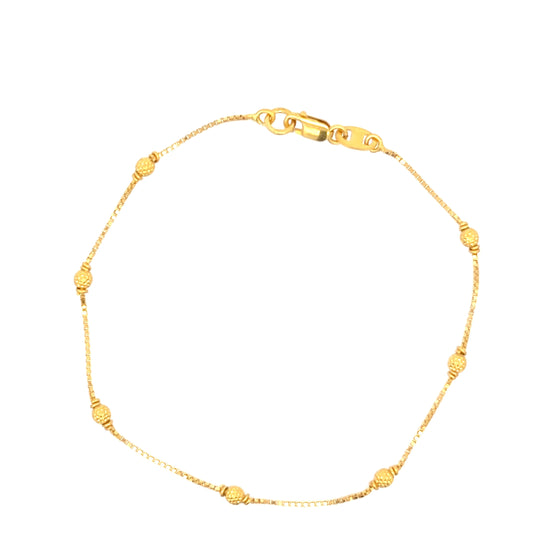 22ct Gold Bracelet with Textured Round Bead Details